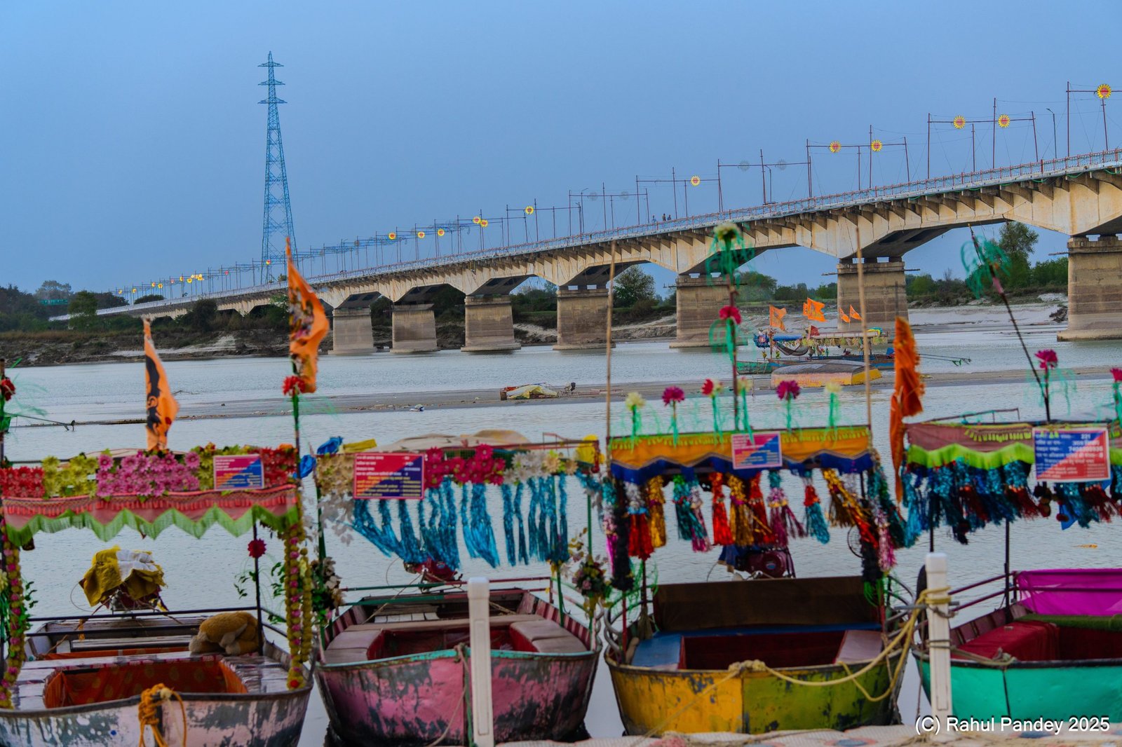 Ayodhya Colourful Boats in evening at Saryu River