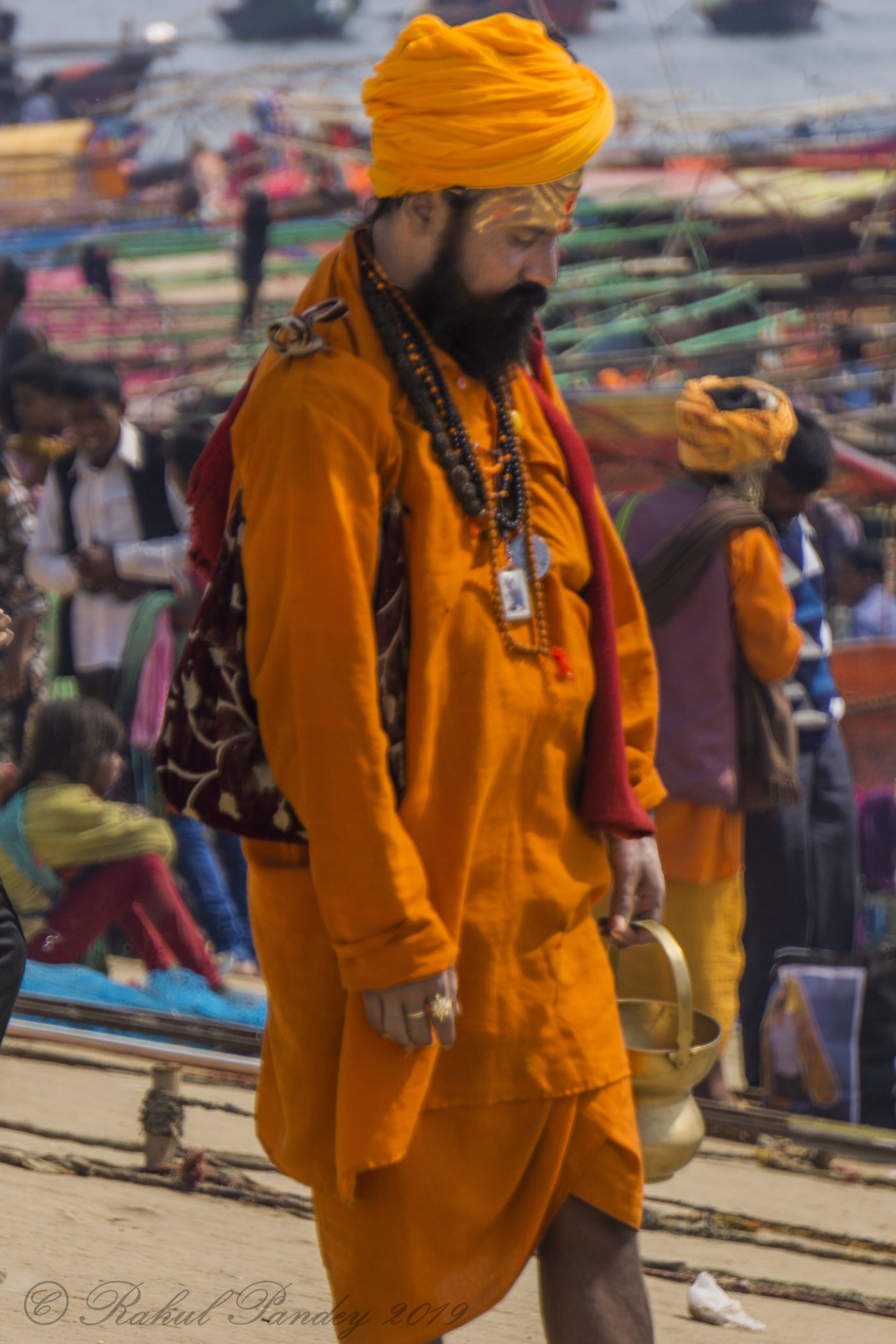 Sadhu at Kumbh on way to Holy Dip