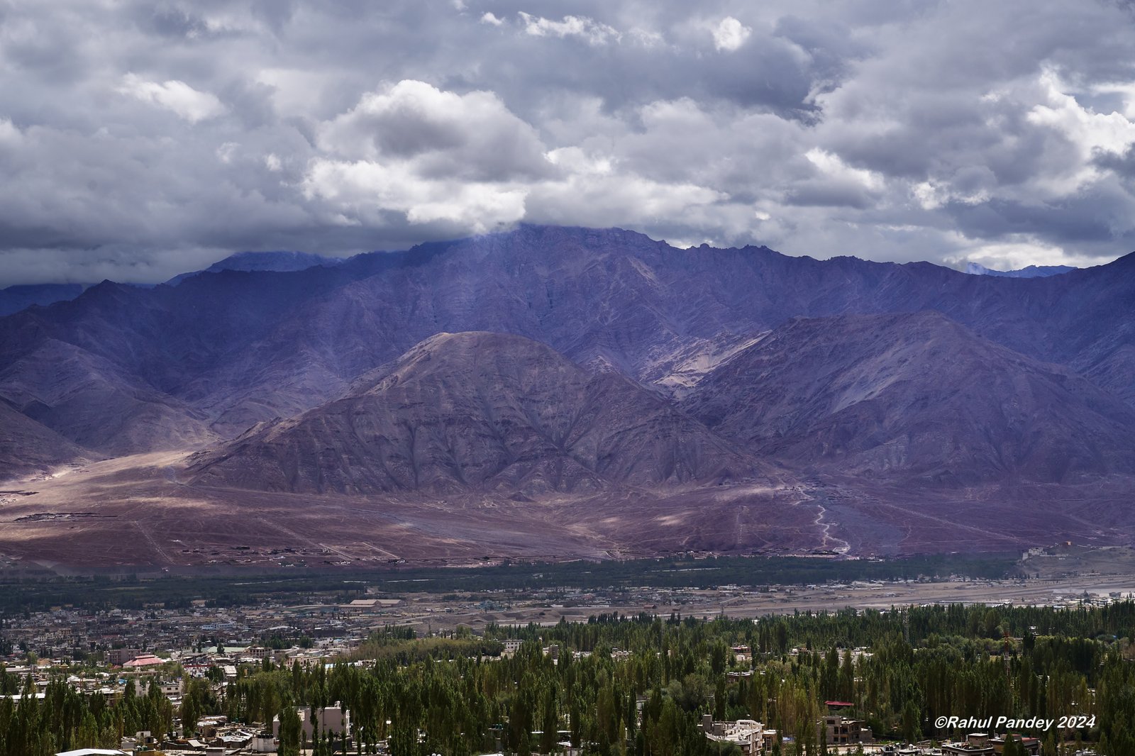 Leh city and Himalayan Hills from City Palace - Ladakh, India