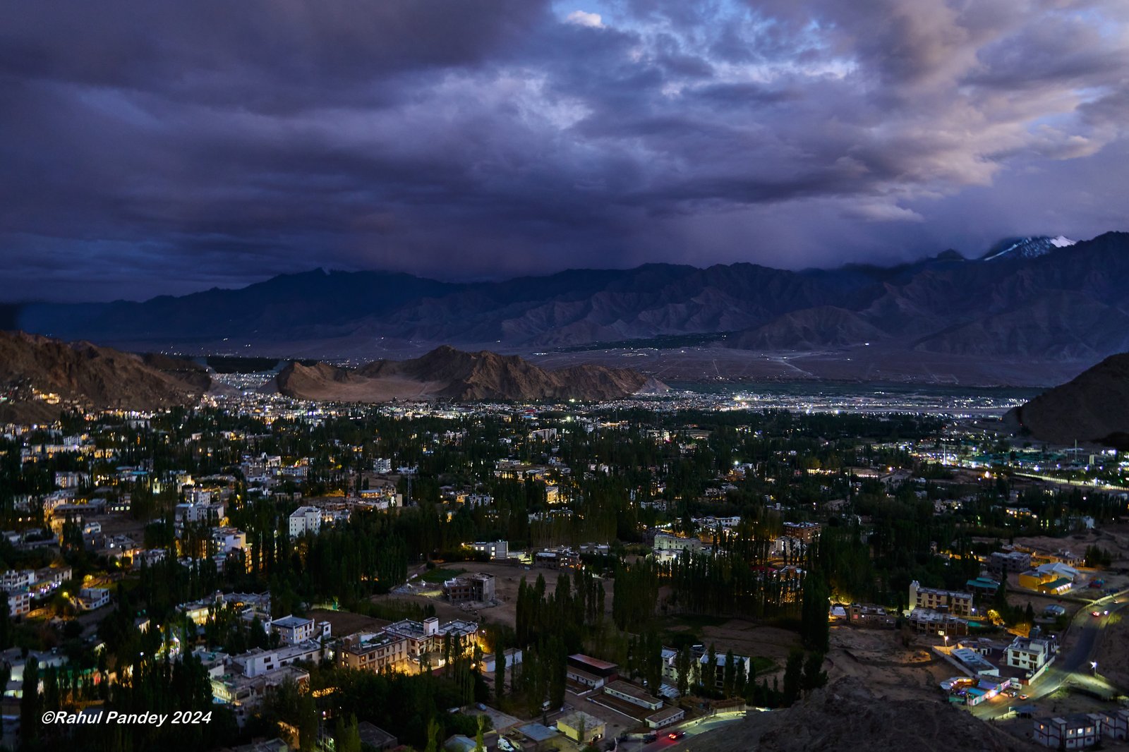 Leh and Himalayas at dusk – Ladakh, India