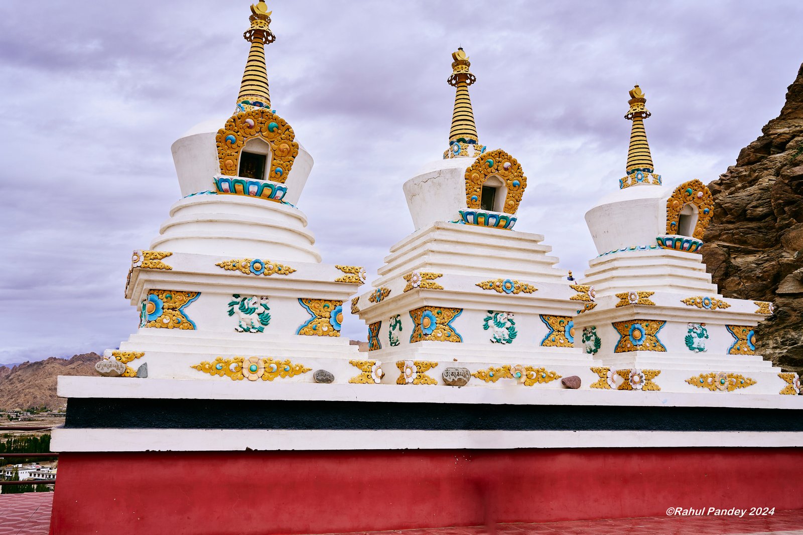 Three Stupas outside Thiksey Monastery - Ladakh, India
