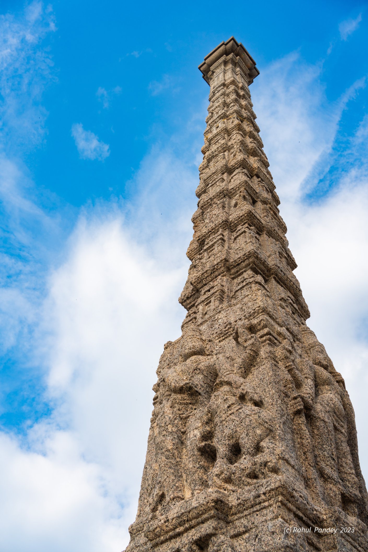 Carved Pillar at Gandhi Statue, Promenade, Pondicherry